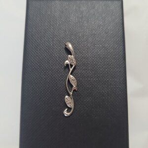 Diamond Sterling Silver Leaf Pendant